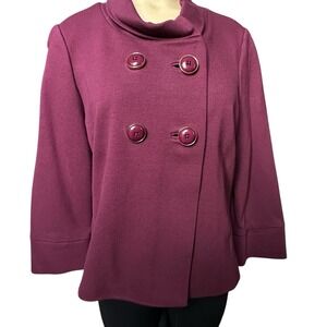 Banana Republic Jacket Blazer Medium Double Breasted Lined Maroon 3/4‎ Sleeve